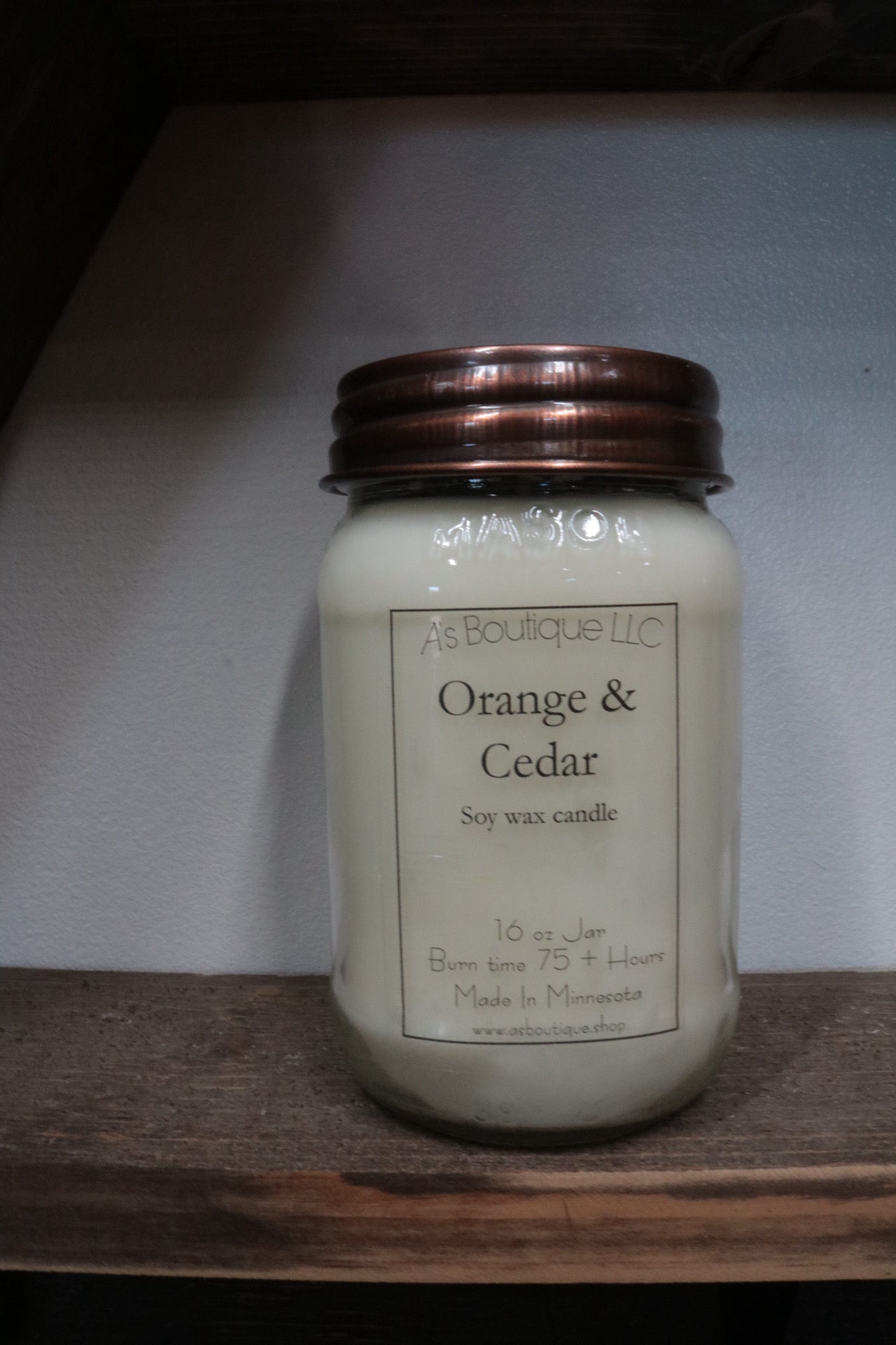 16 oz Soy Candle | Orange & Cedar |